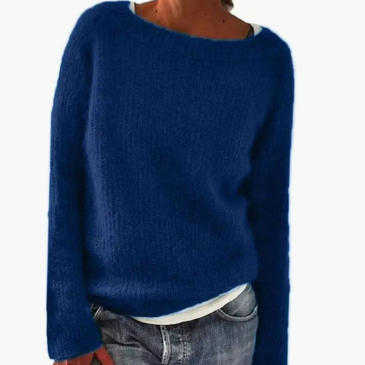Women's Relaxed-Fit Long-Sleeve Knit Pullover Sweater - Blue