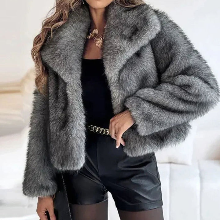 Women's Relaxed-Fit Open-Front Faux Fur Jacket - Dark Gray