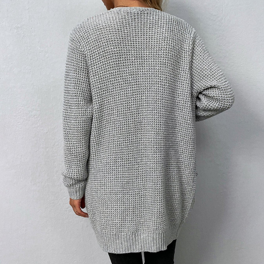 Women's Relaxed-Fit Open-Front Knit Winter Cardigan Patch Pockets