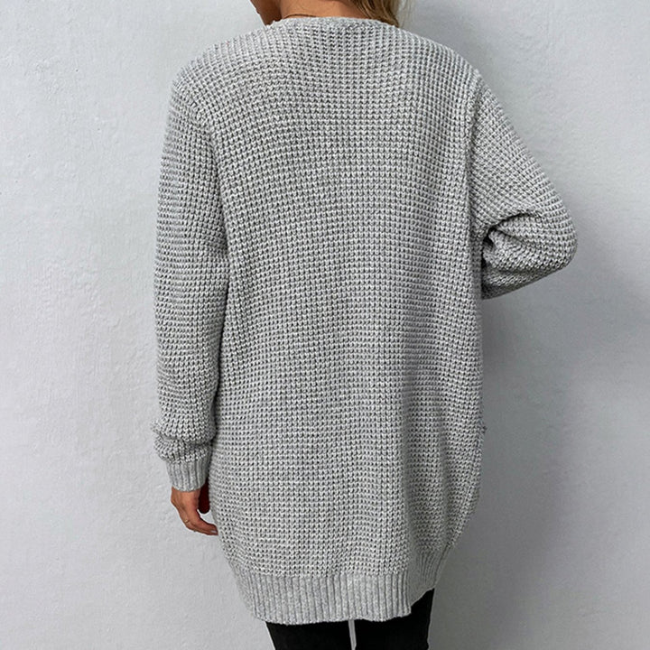 Women's Relaxed-Fit Open-Front Knit Winter Cardigan Patch Pockets