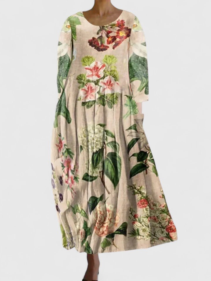 Women's Relaxed-Fit Sea Turtle Print Long-Sleeve Midi Dress - Flower 6