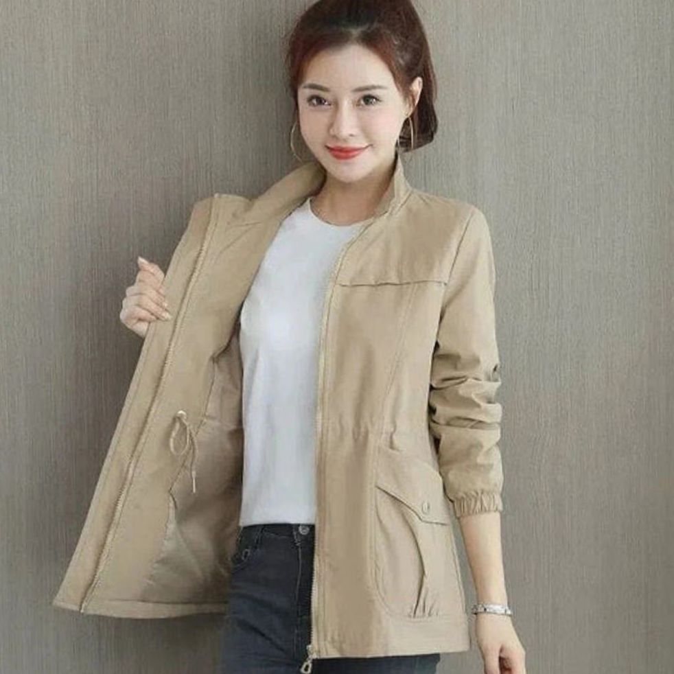 Women's Relaxed-Fit Waterproof Adjustable-Waist Trench Coat - Khaki