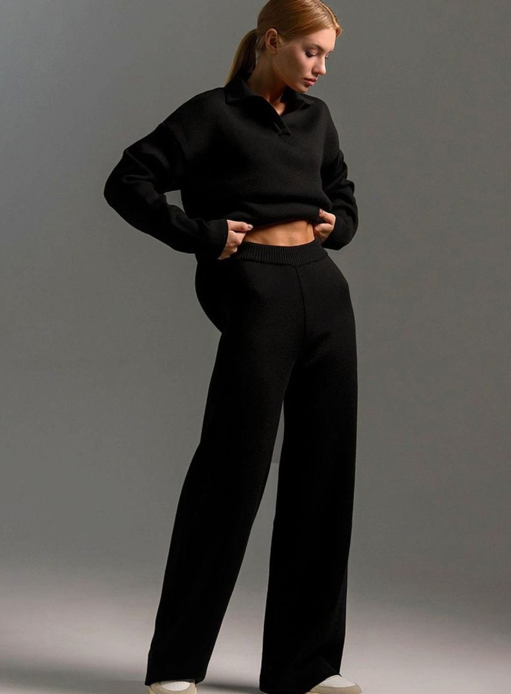 Women's Relaxed-Fit Wide-Leg Knit Lounge Set Two-Piece