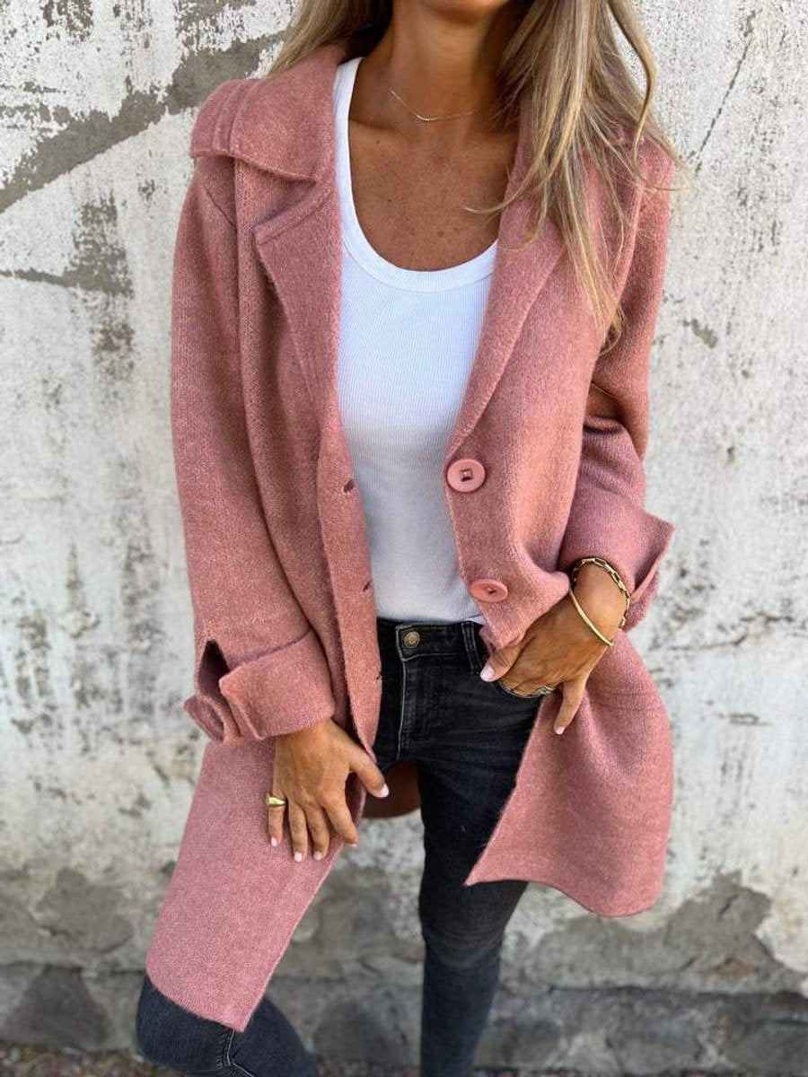 Women's Relaxed Long Button-Front Lapel Coat