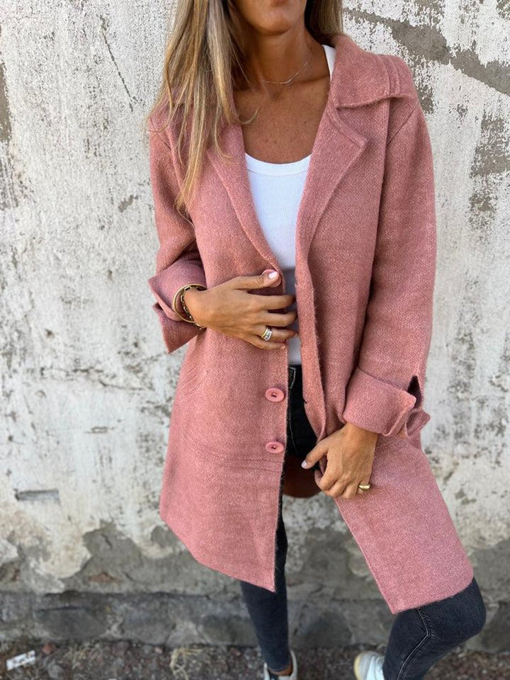 Women's Relaxed Long Button-Front Lapel Coat