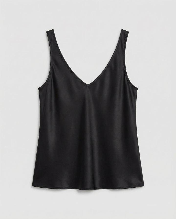 Women's Relaxed V-Neck Wide-Strap Satin Camisole Top