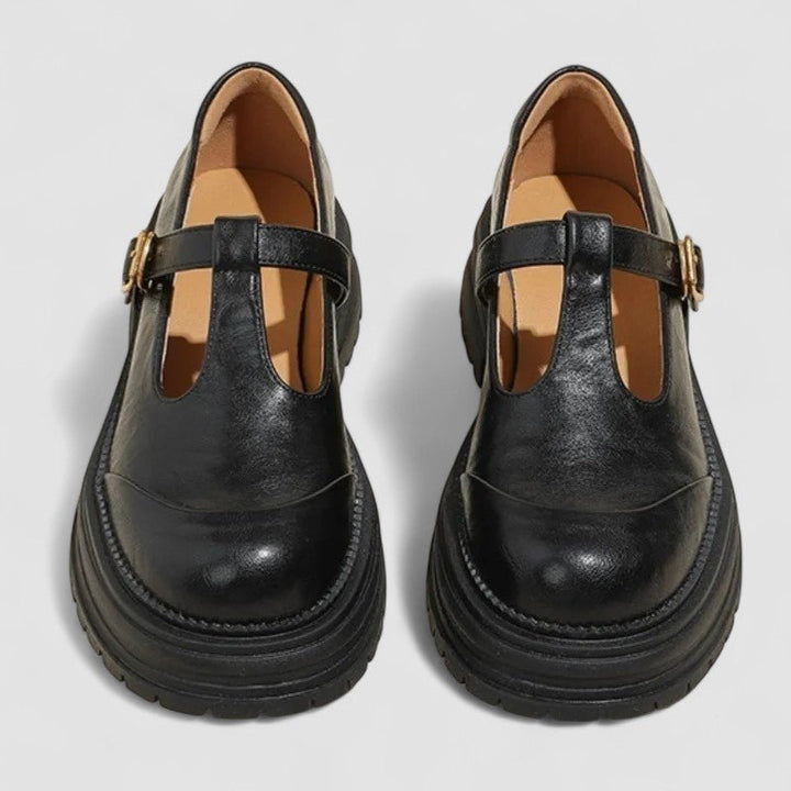 Women's Retro Chunky Platform T-Bar Mary Jane Shoes - Black