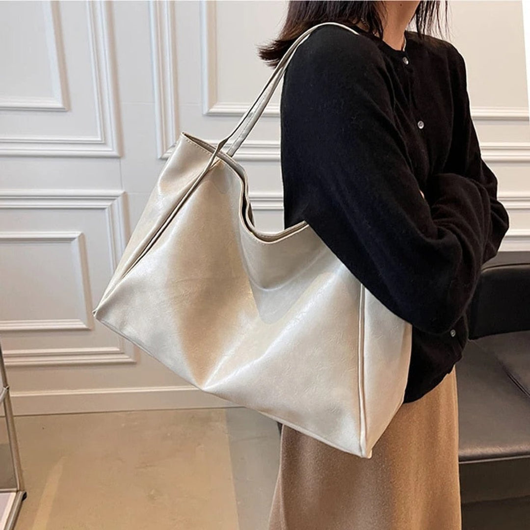 Women's Retro Large-Capacity Faux Leather Shoulder Tote Bag