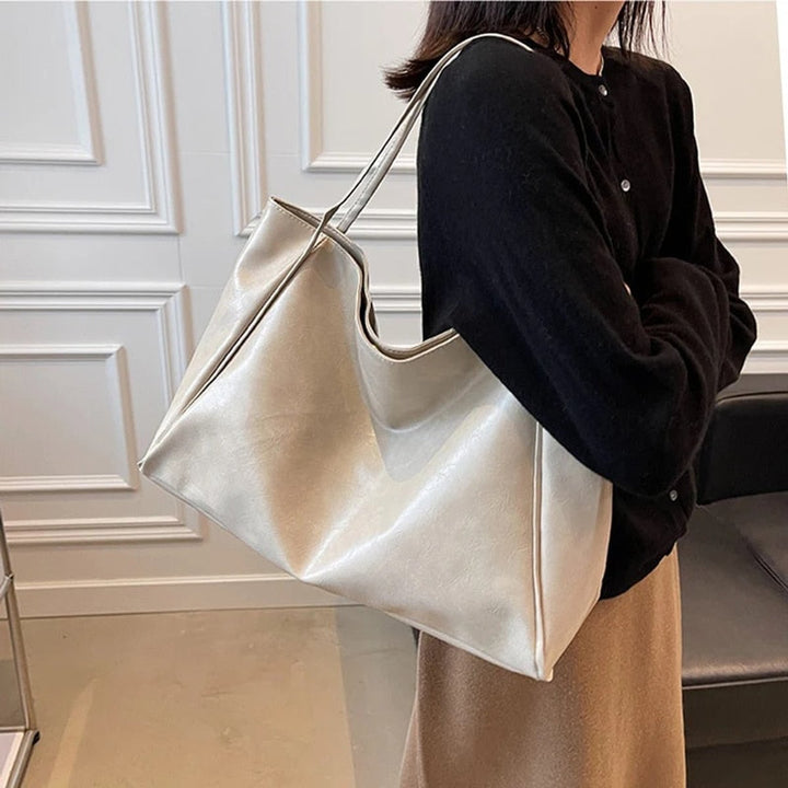 Women's Retro Large-Capacity Faux Leather Shoulder Tote Bag