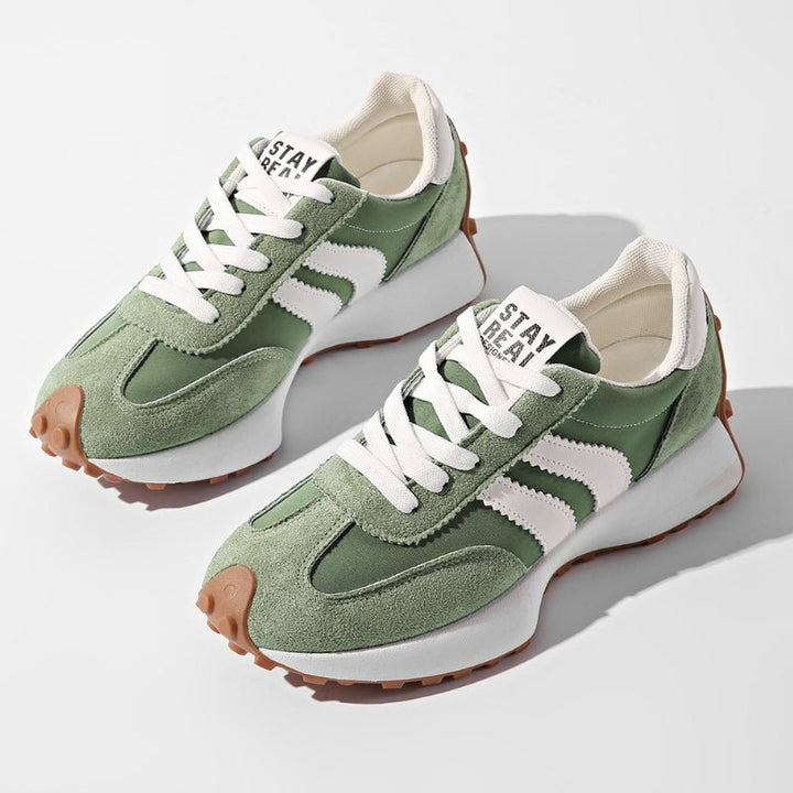 Women's Retro Platform Chunky Lace-Up Sneakers - Green