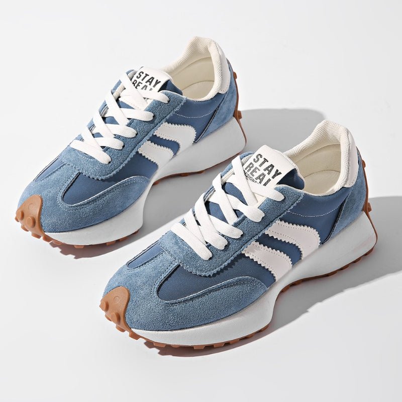 Women's Retro Platform Chunky Lace-Up Sneakers - Blue