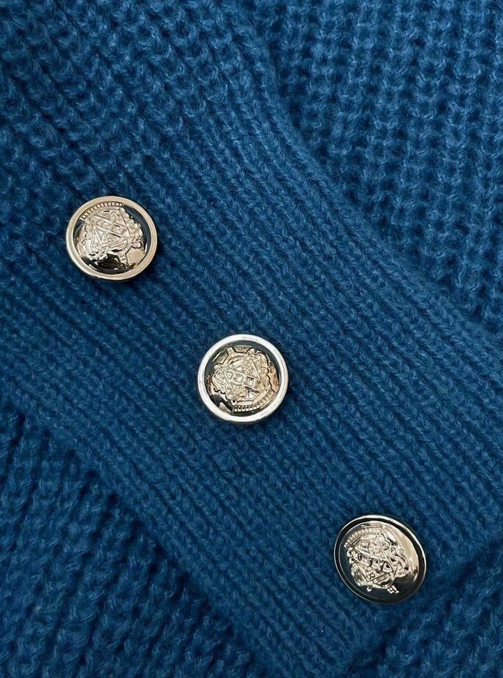 Women's Ribbed Knit V-Neck Button-Trim Long Sleeve Pullover