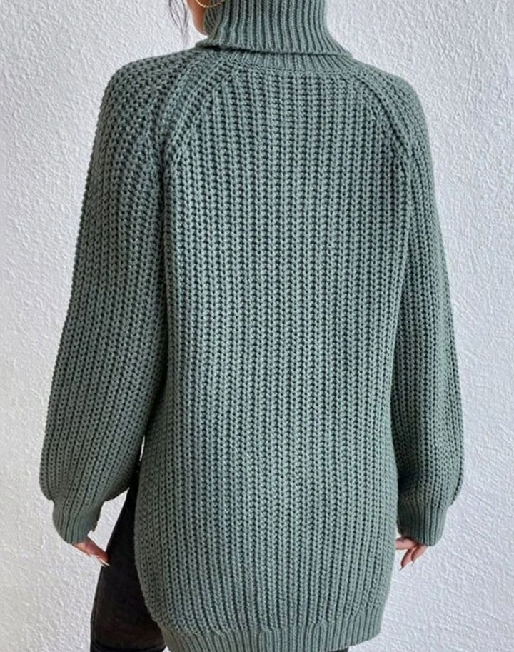Women's Ribbed Turtleneck Long-Sleeve Knit Sweater