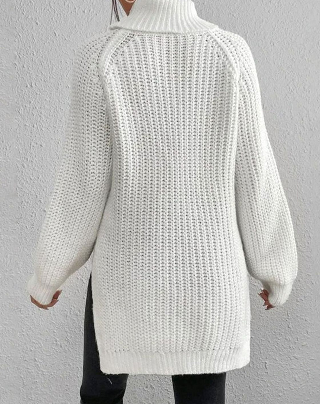 Women's Ribbed Turtleneck Long-Sleeve Knit Sweater