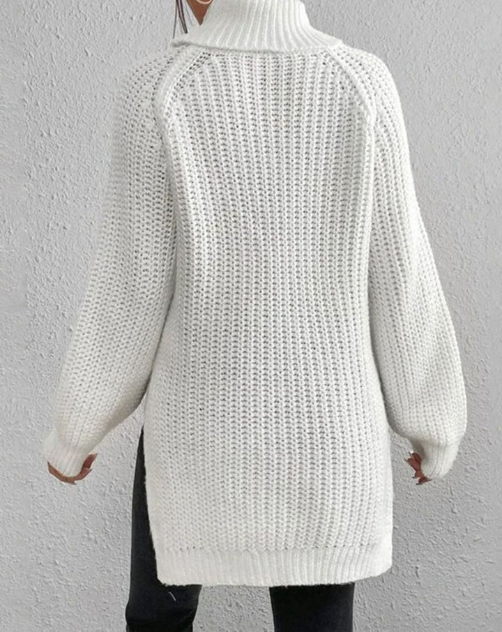 Women's Ribbed Turtleneck Long-Sleeve Knit Sweater