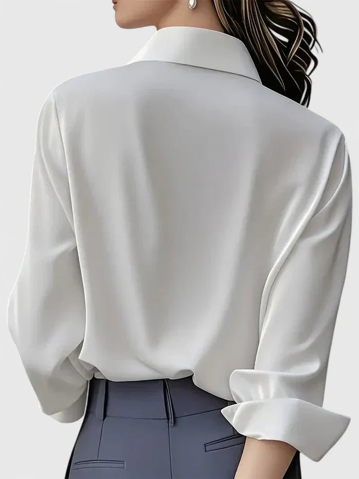 Women's Satin Concealed-Placket Long-Sleeve Button-Down Shirt