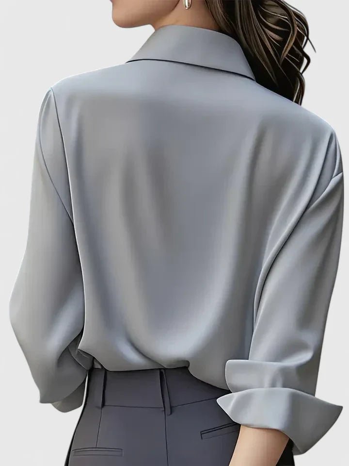 Women's Satin Concealed-Placket Long-Sleeve Button-Down Shirt