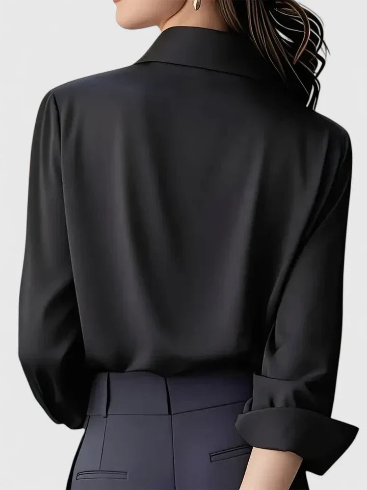 Women's Satin Concealed-Placket Long-Sleeve Button-Down Shirt