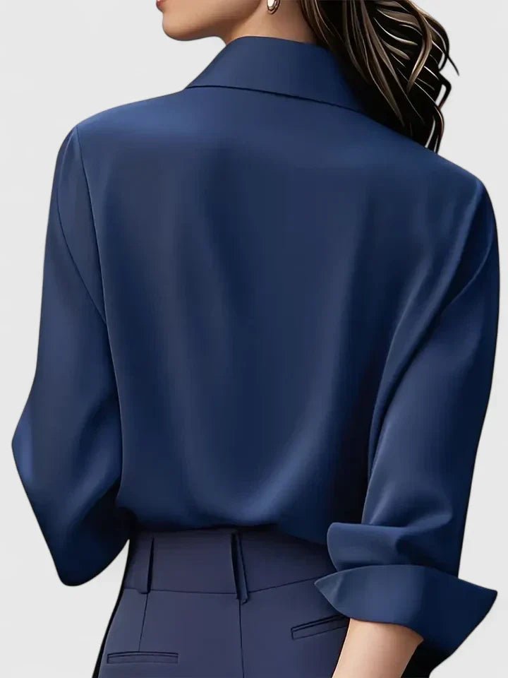 Women's Satin Concealed-Placket Long-Sleeve Button-Down Shirt