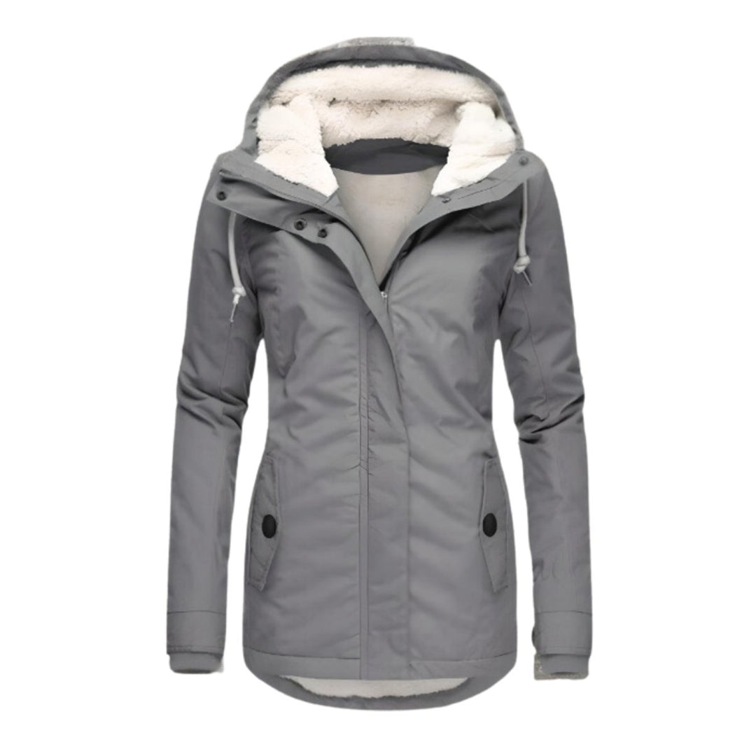 Women's Sherpa-Lined Hooded Slim-Fit Winter Parka Coat - Gray