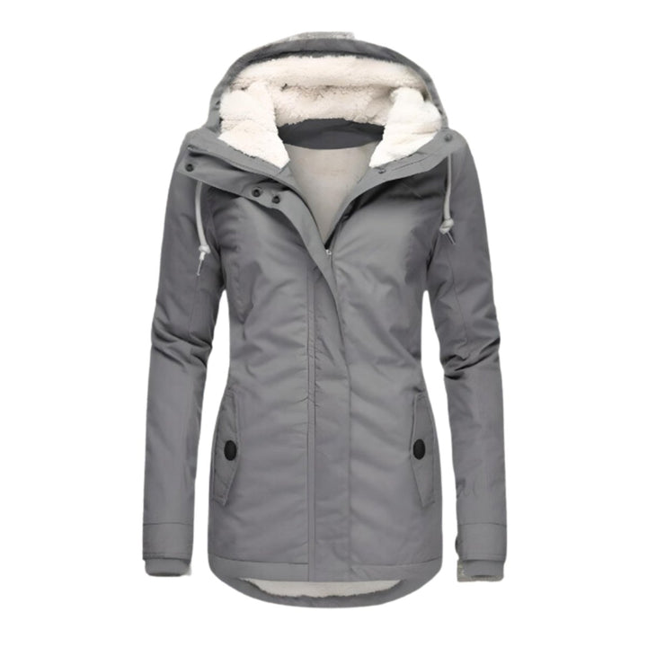 Women's Sherpa-Lined Hooded Slim-Fit Winter Parka Coat - Gray