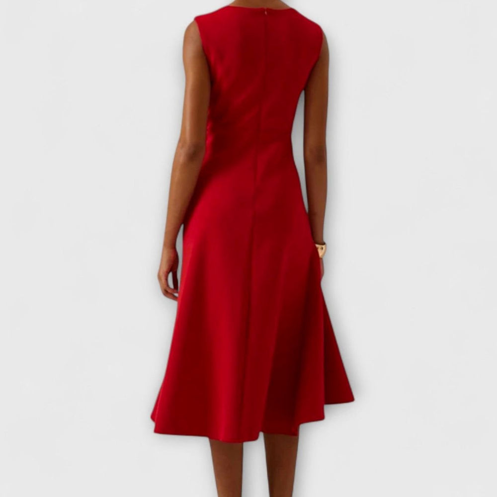 Women's Sleeveless Asymmetrical Ruffle Midi Dress