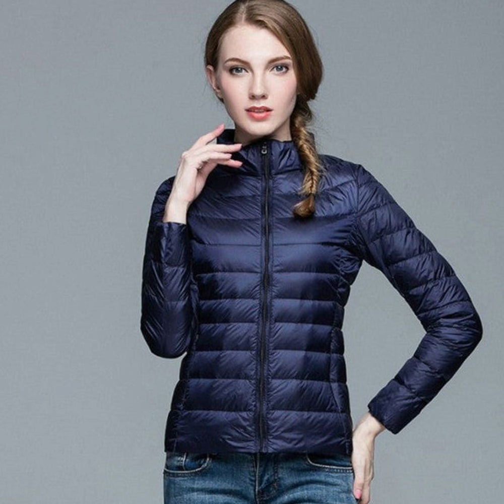 Women's Slim Fit Lightweight Puffer Winter Coat Stand Collar
