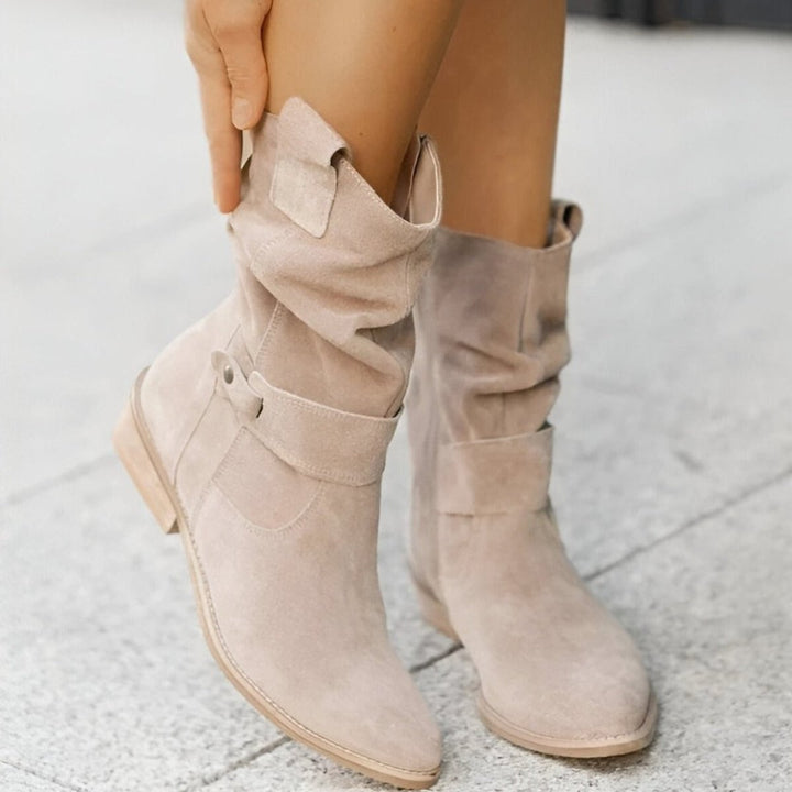 Women's Slouchy Faux Suede Mid-Calf Knee High Boots Block Heel