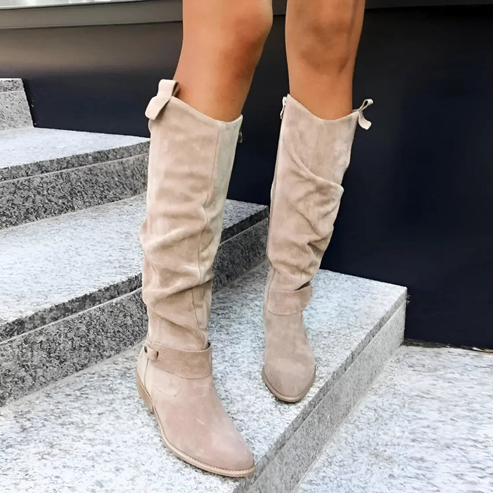 Women's Slouchy Over-the-Knee High Boots Flat Heel Suede