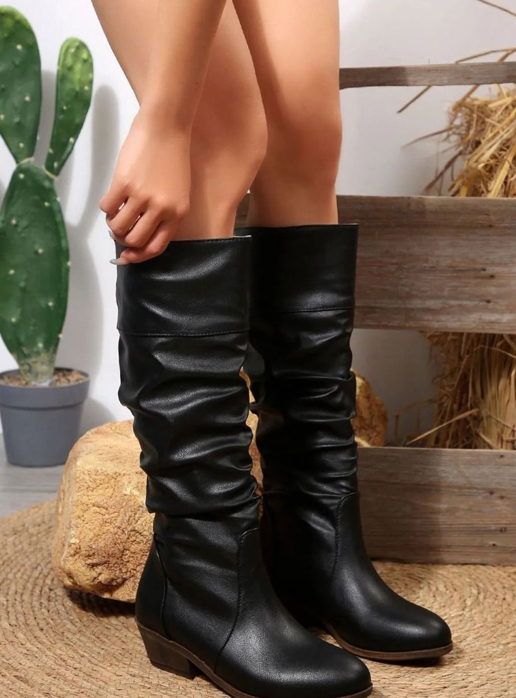 Women's Slouchy Pull-On Block Heel Western Boots