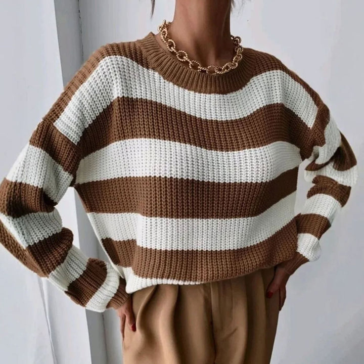 Women's Striped Cashmere Turtleneck Pullover Sweater