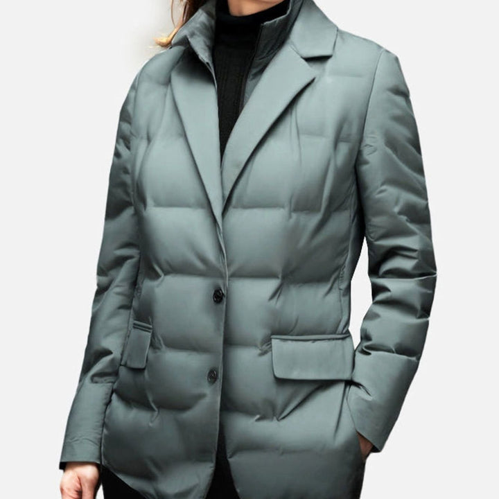 Women's Structured Blazer-Style Quilted Puffer Winter Jacket