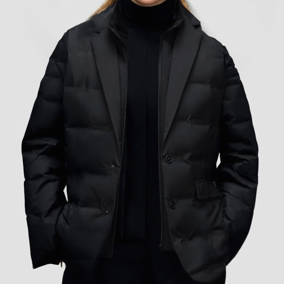 Women's Structured Blazer-Style Quilted Puffer Winter Jacket