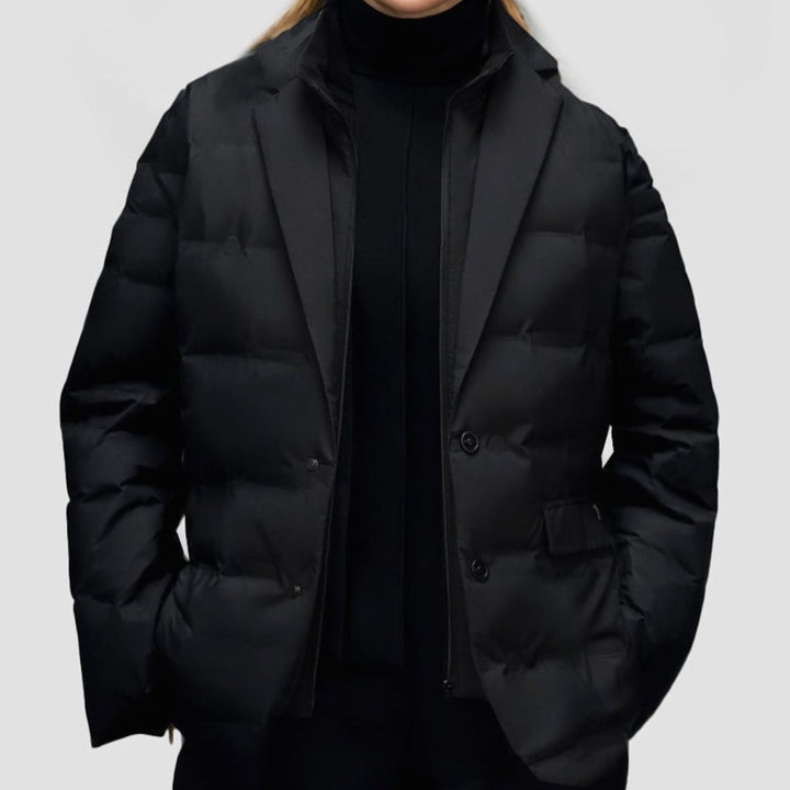 Women's Structured Blazer-Style Quilted Puffer Winter Jacket
