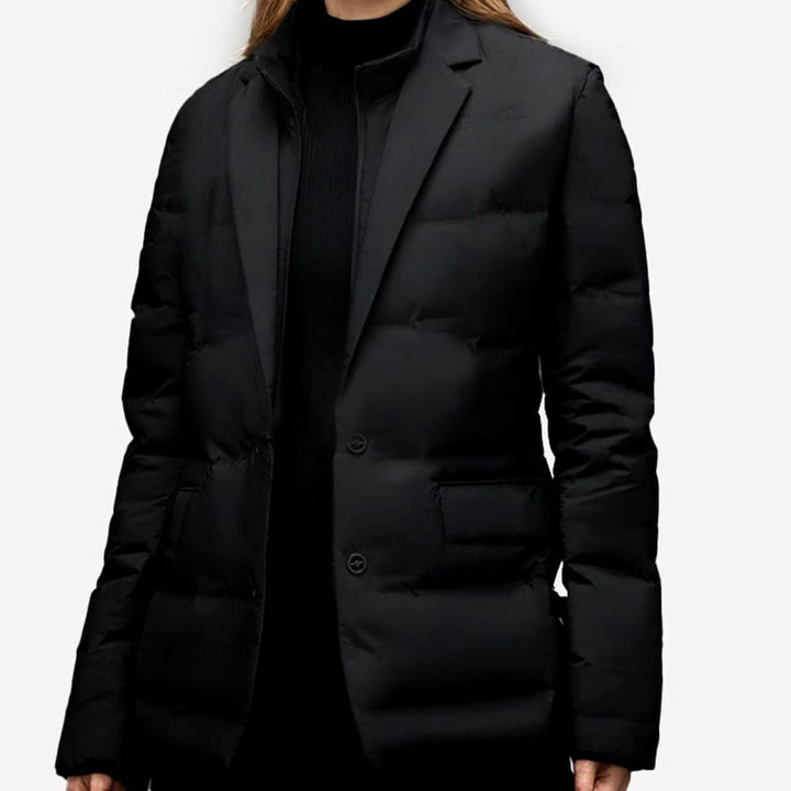 Women's Structured Blazer-Style Quilted Puffer Winter Jacket