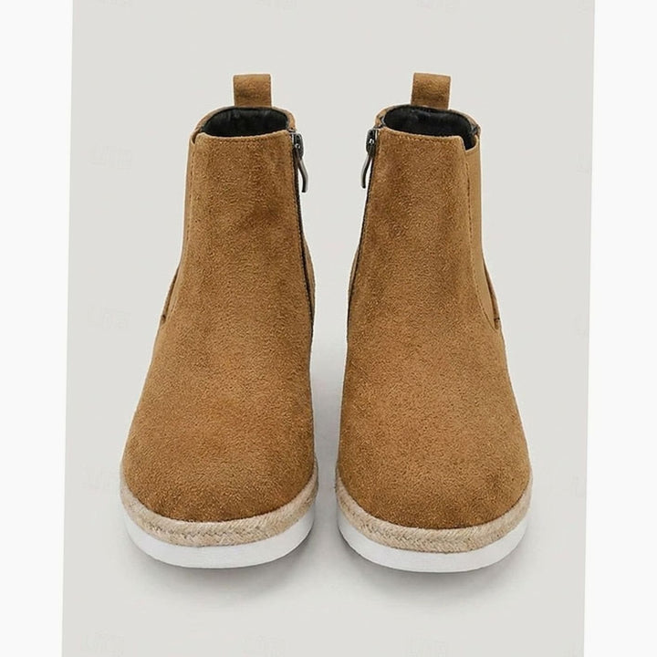 Women's Suede Wedge Side-Zip Chelsea Ankle Boots