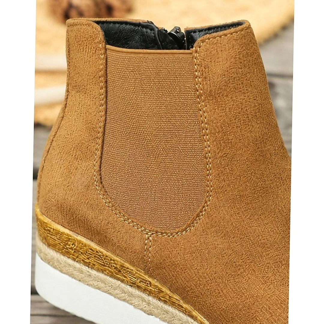 Women's Suede Wedge Side-Zip Chelsea Ankle Boots