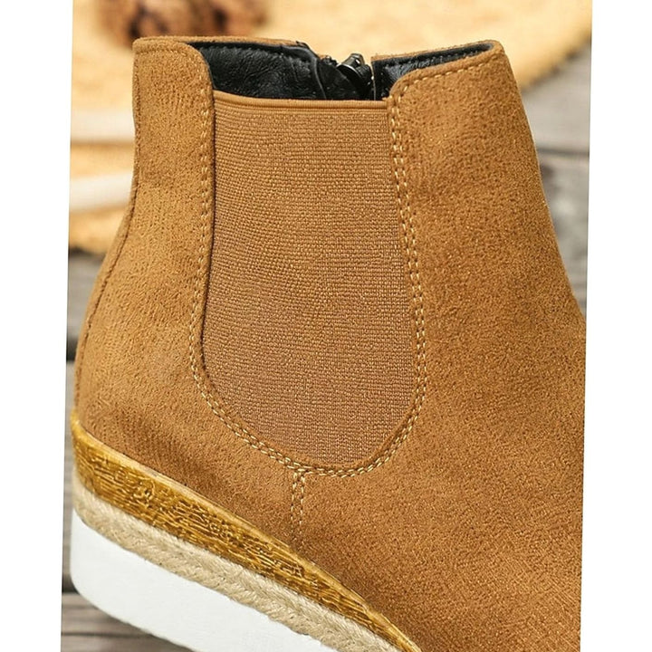 Women's Suede Wedge Side-Zip Chelsea Ankle Boots