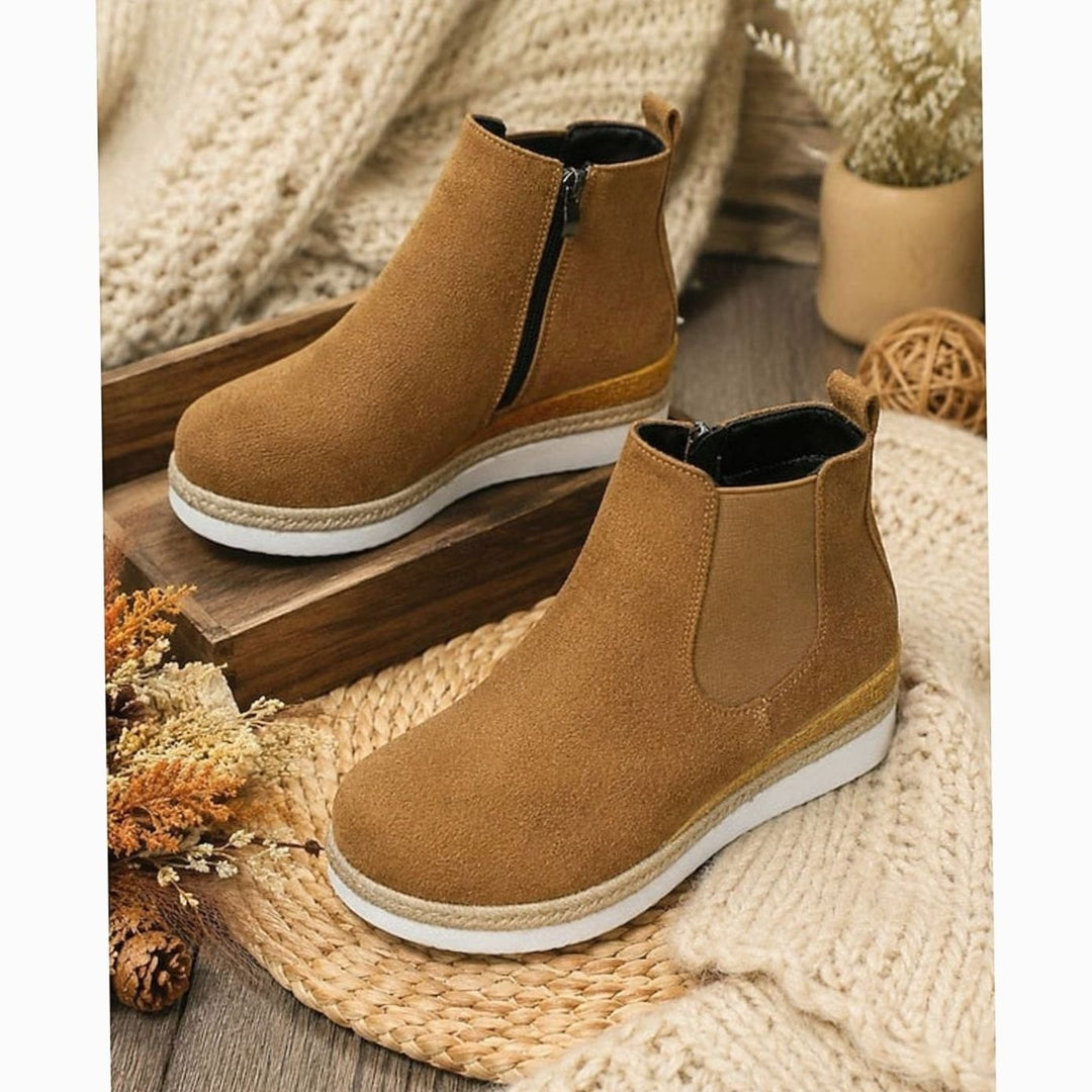 Women's Suede Wedge Side-Zip Chelsea Ankle Boots