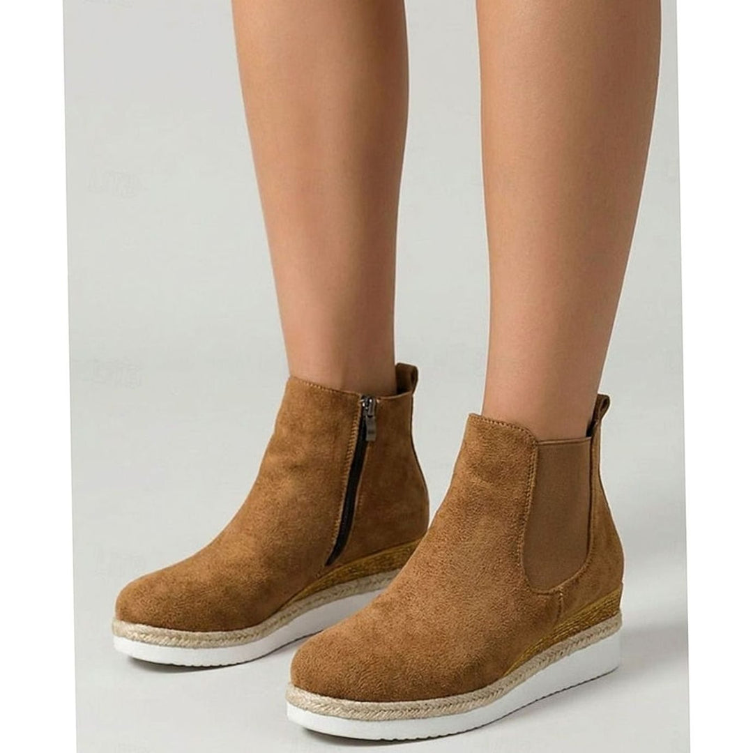 Women's Suede Wedge Side-Zip Chelsea Ankle Boots