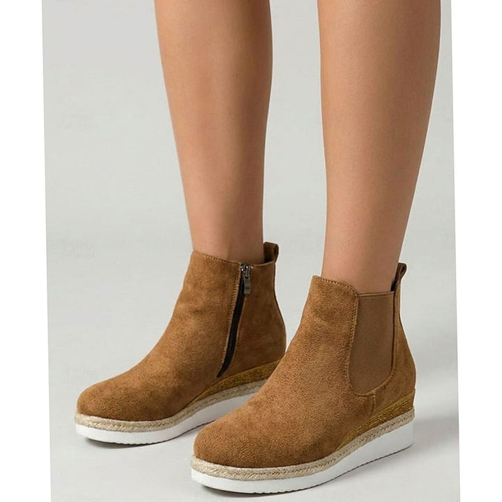 Women's Suede Wedge Side-Zip Chelsea Ankle Boots