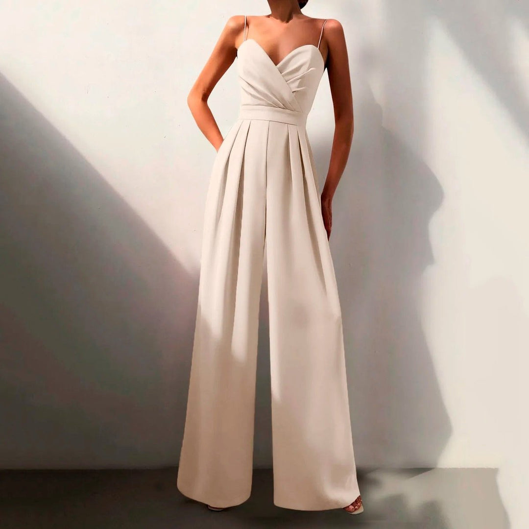 Women's Sweetheart Neck Spaghetti Strap Wide Leg Pants Jumpsuit
