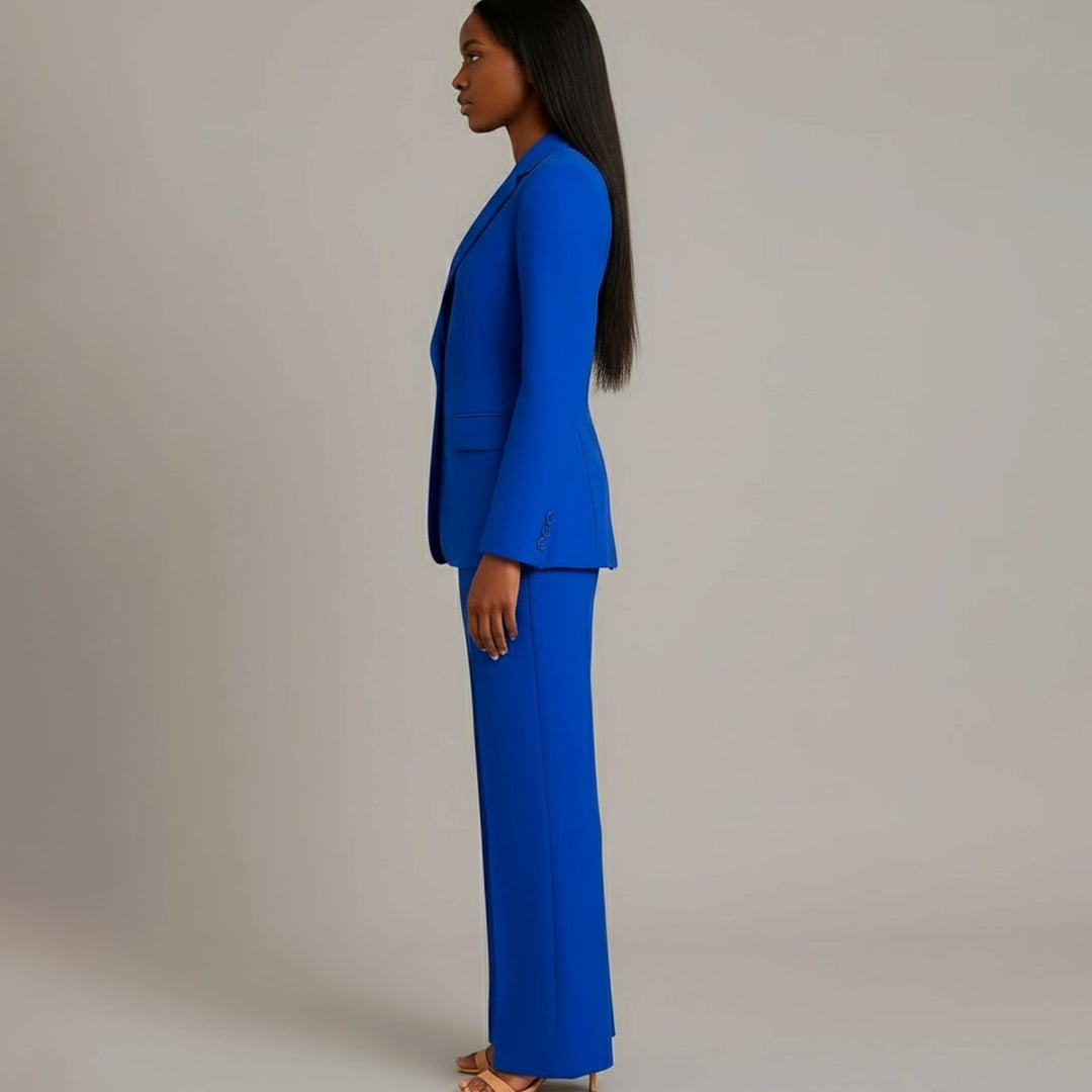 Women's Tailored Single-Button Blazer Pants Suit Set