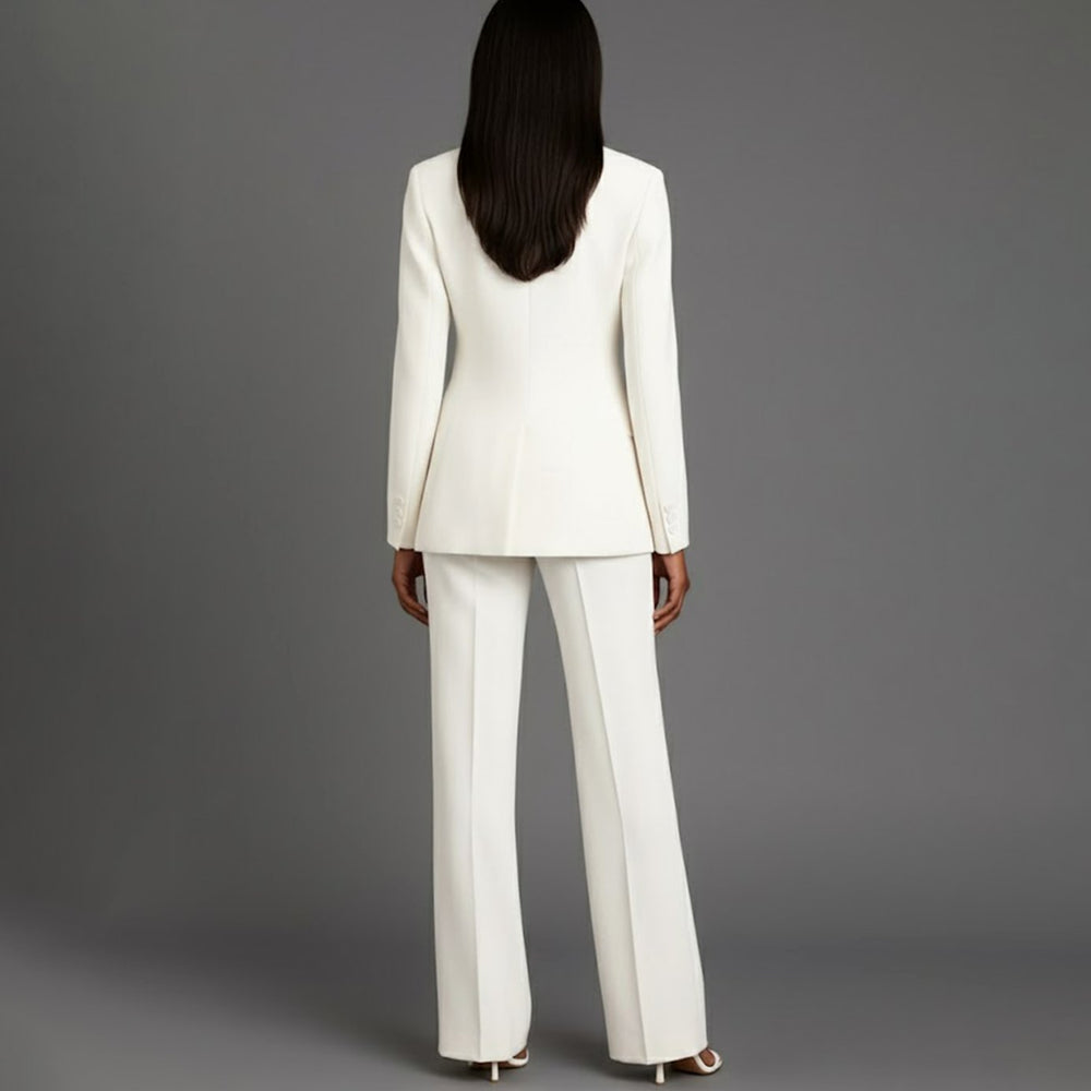 Women's Tailored Single-Button Blazer Pants Suit Set