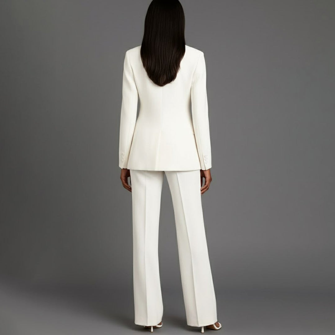 Women's Tailored Single-Button Blazer Pants Suit Set