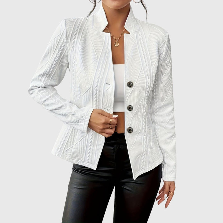 Women's Textured Button-Front Long-Sleeve Blazer Jacket