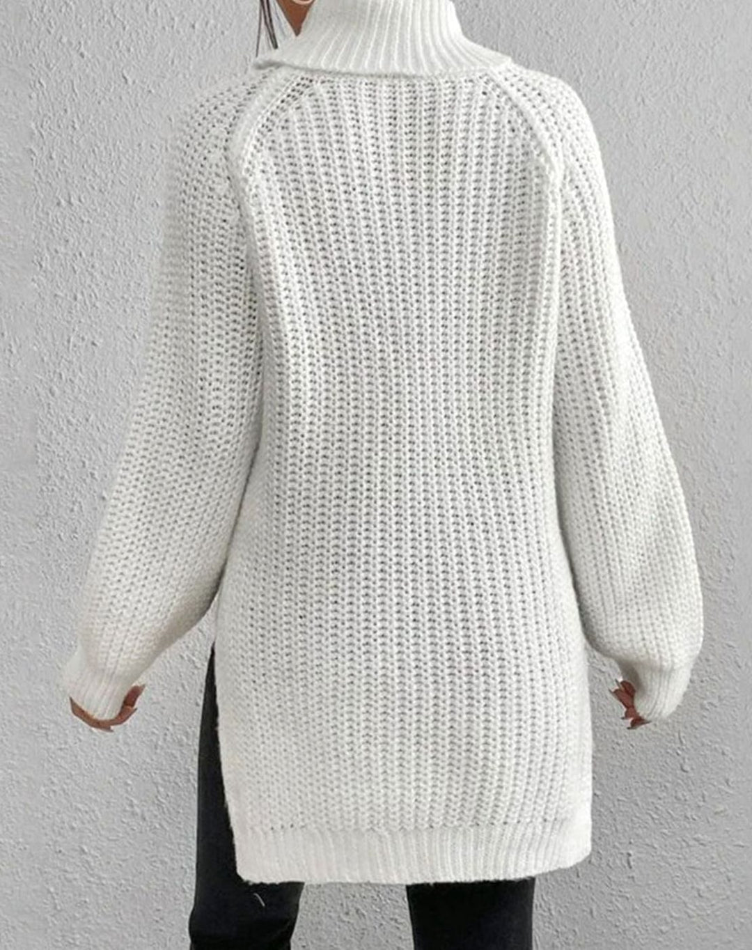 Women's Turtleneck Relaxed-Fit Ribbed Knit Sweater
