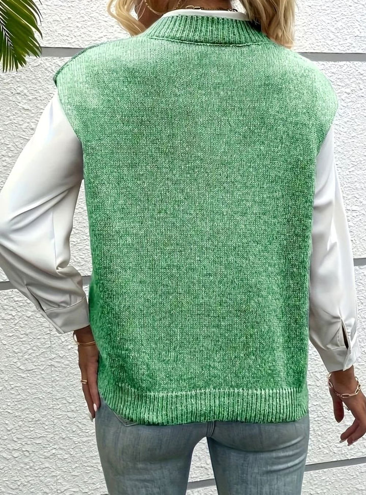 Women's V-Neck Knit Sleeveless Casual Vest Sweater