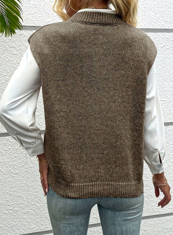 Women's V-Neck Knit Sleeveless Casual Vest Sweater