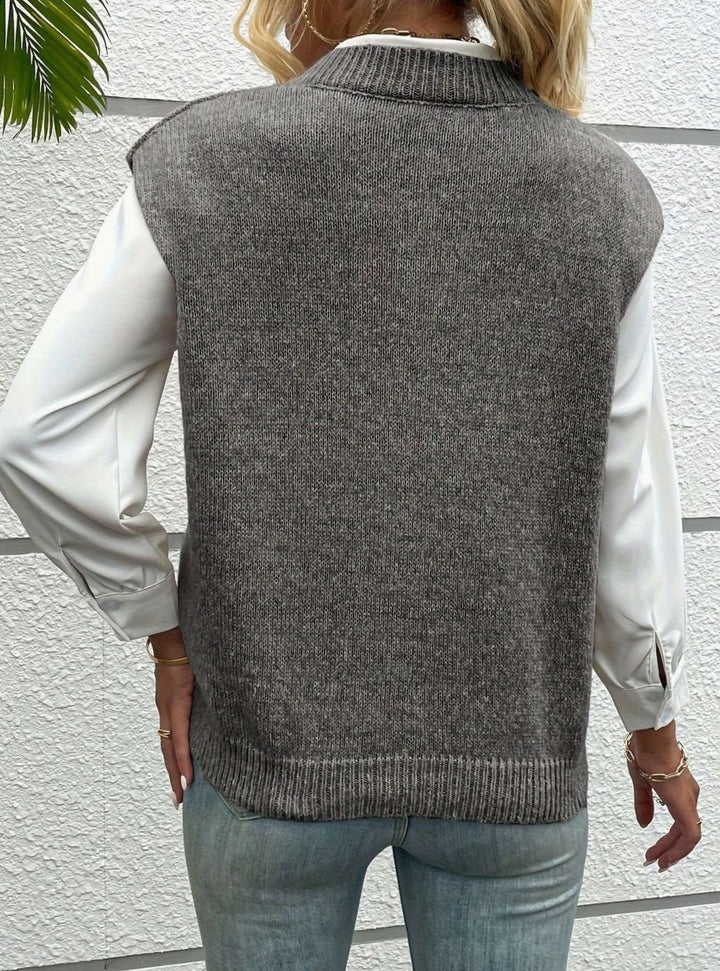Women's V-Neck Knit Sleeveless Casual Vest Sweater